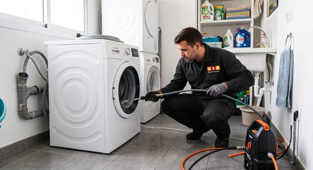 Herramientas de limpieza para desagües de lavadora